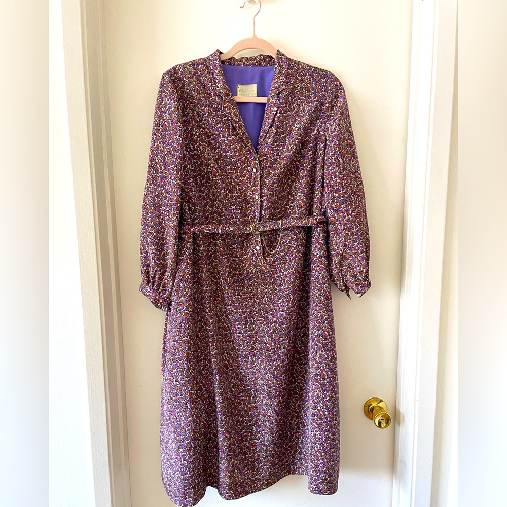Vintage 1960s pink/purple dress with matching belt